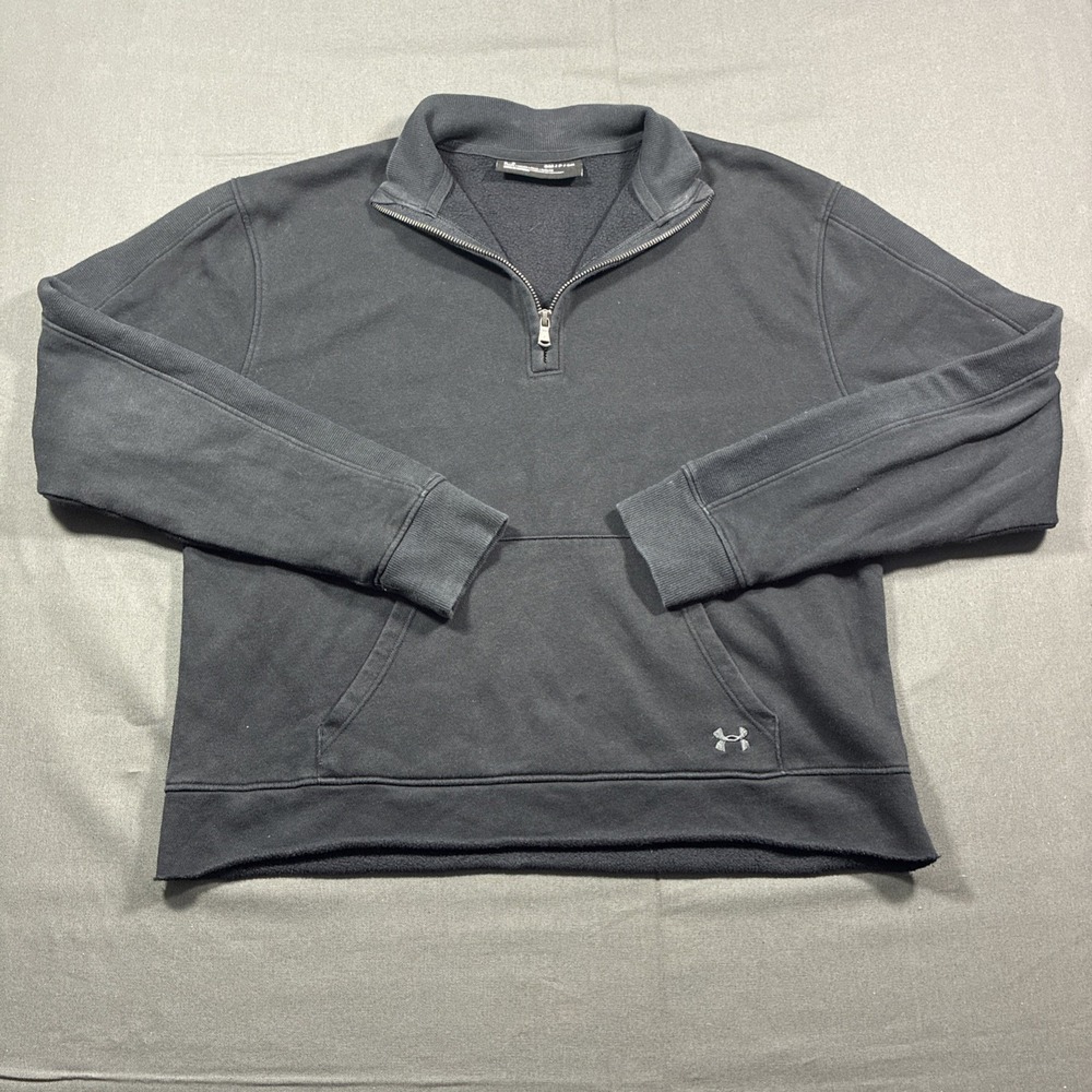 Under Armour Men's Small Black Quarter Zip Fleece Pullover Sweatshirt Loose